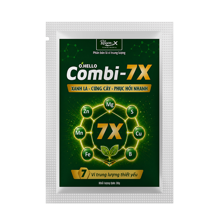 O.HELLO Combi-7X gói 30g của Regen-X, phân bón lá vi trung lượng 7X.