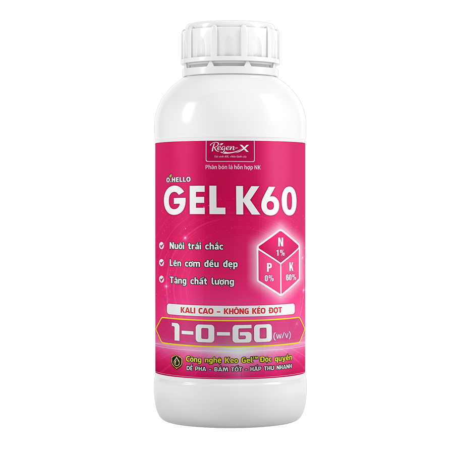 O.HELLO GEL K60 – NK dạng gel kali cao, không kéo đọt, nuôi trái chắc, lên cơm đều