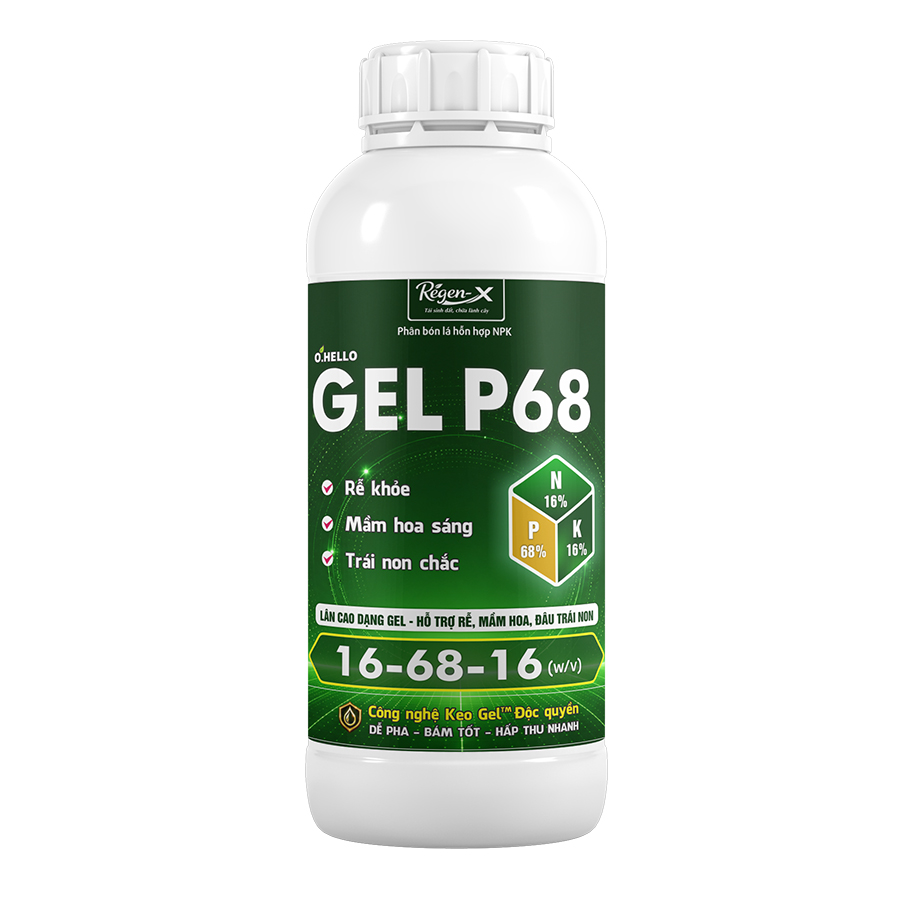 O.HELLO GEL P68 – NPK lân cao 8-35-8 giúp rễ khỏe, mầm hoa sáng, trái non chắc